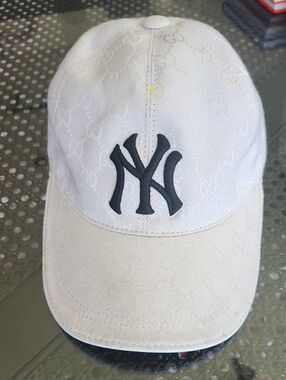 Gucci White GG Monogram Baseball Cap